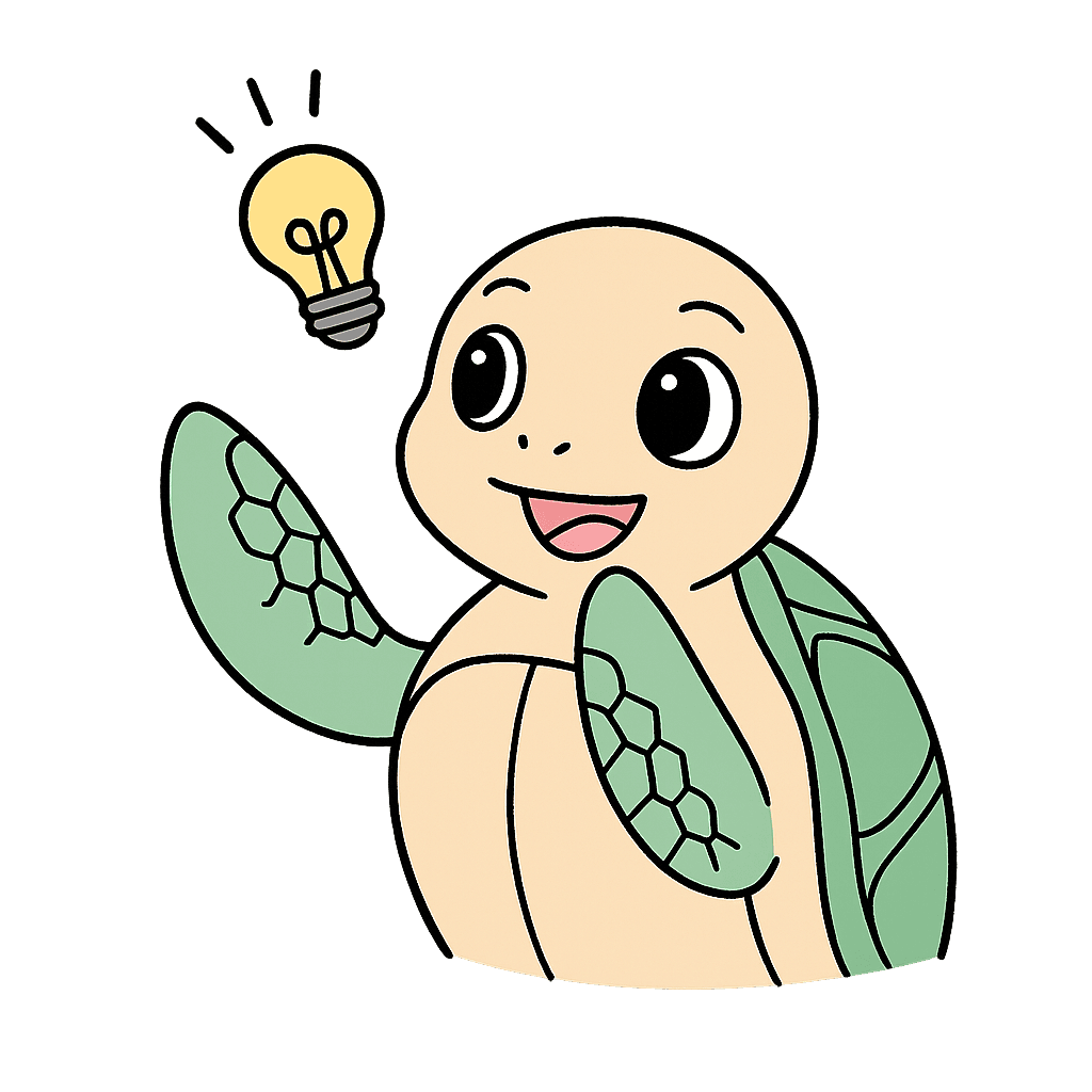ウミガメのスープを作るアイデアを閃いた亀のイラスト