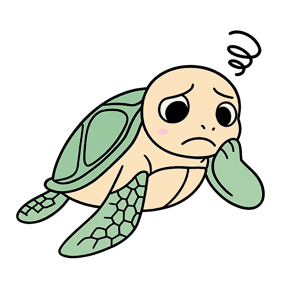 ウミガメのスープ問題作りに悩む亀のイラスト